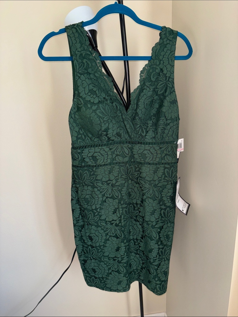 City Studio Dark Green Lace Midi Dress